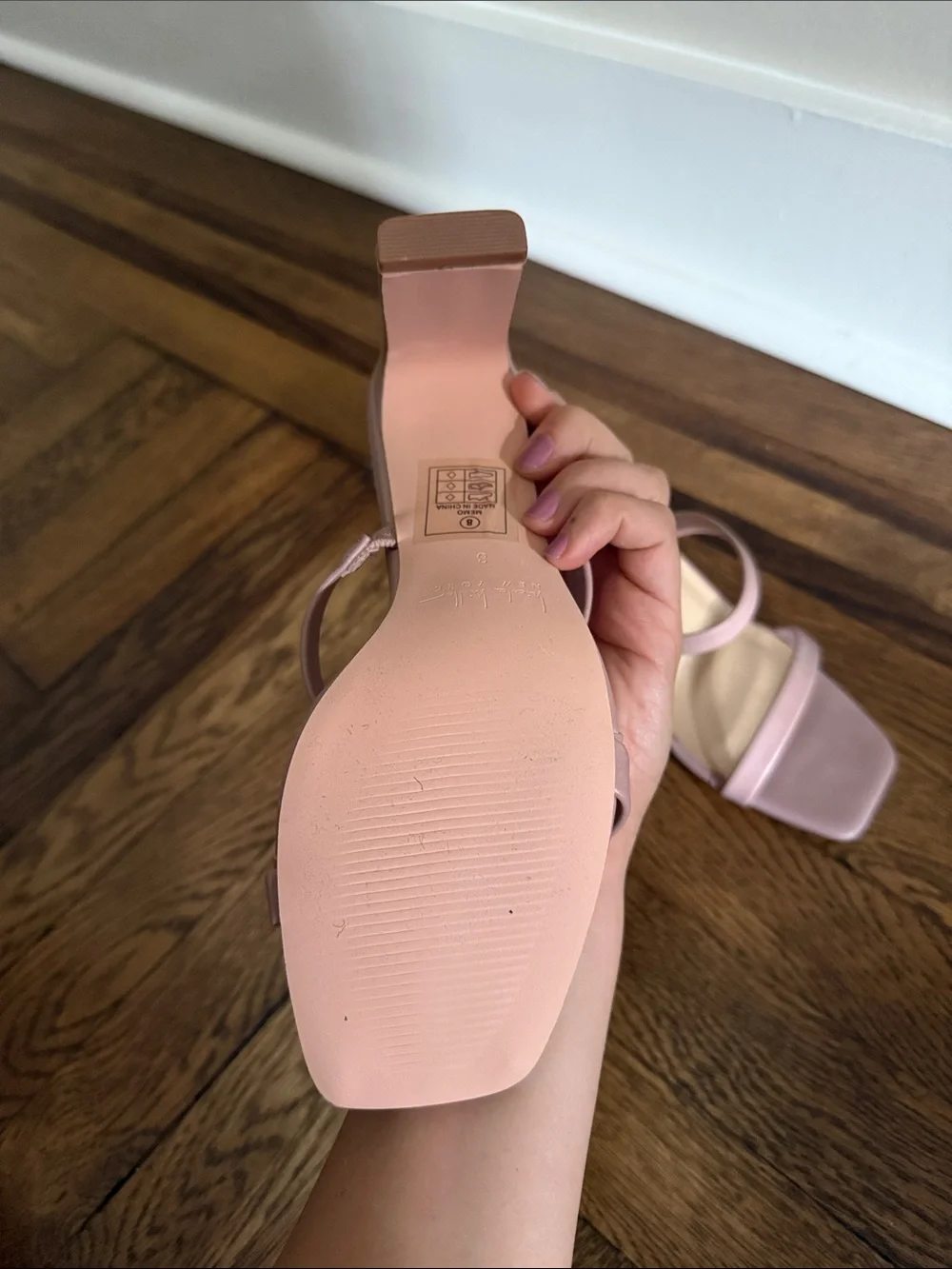 NEW Nicole Miller Blush Pink Strappy Block Heel Sandals